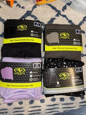 Athletic Works Kids’ Thermal Underwear Set!  Four NWT size XS(4-5)! Pajamas!